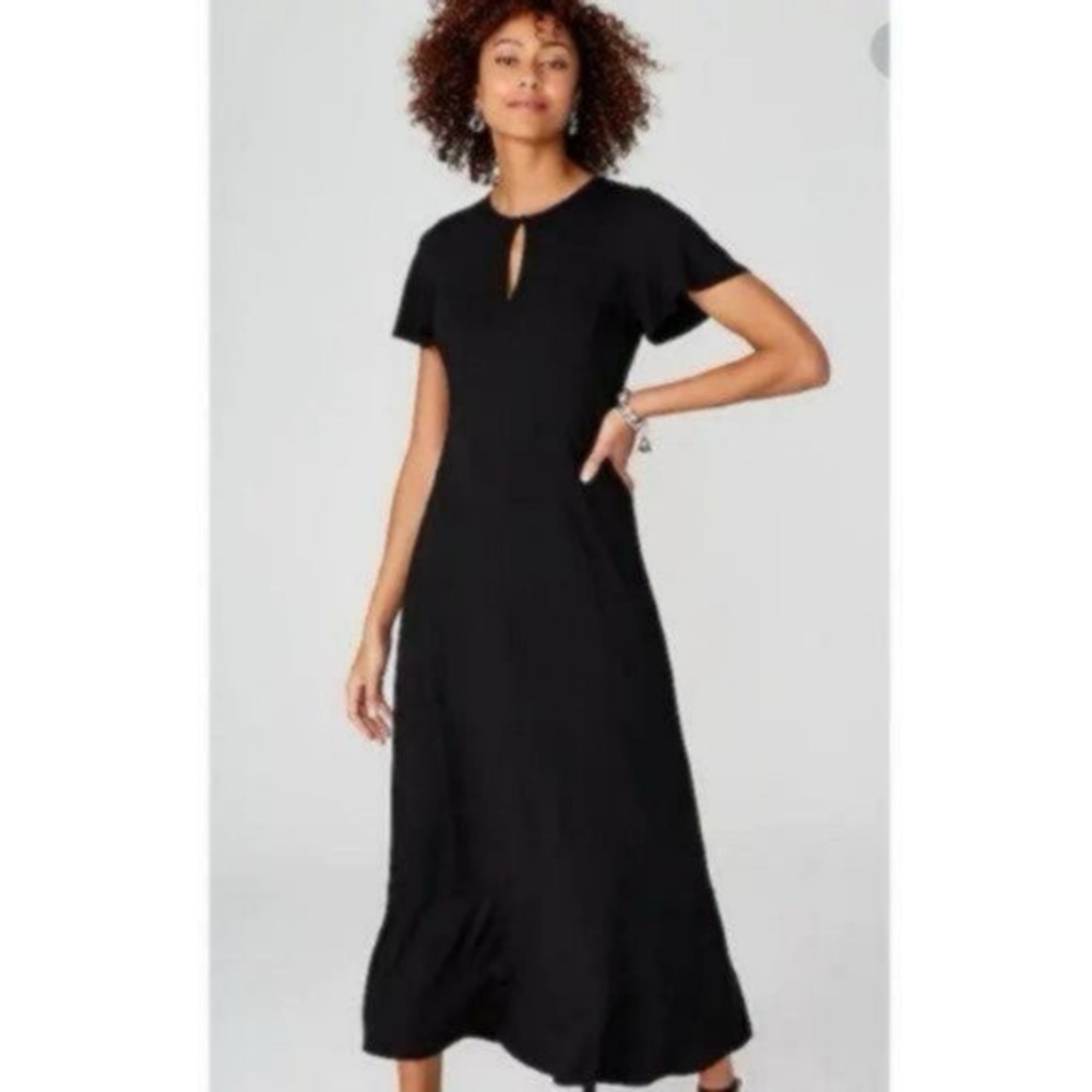 J. Jill Black Midi Dress with Keyhole Detail women’s size extra large - Picture 2 of 8